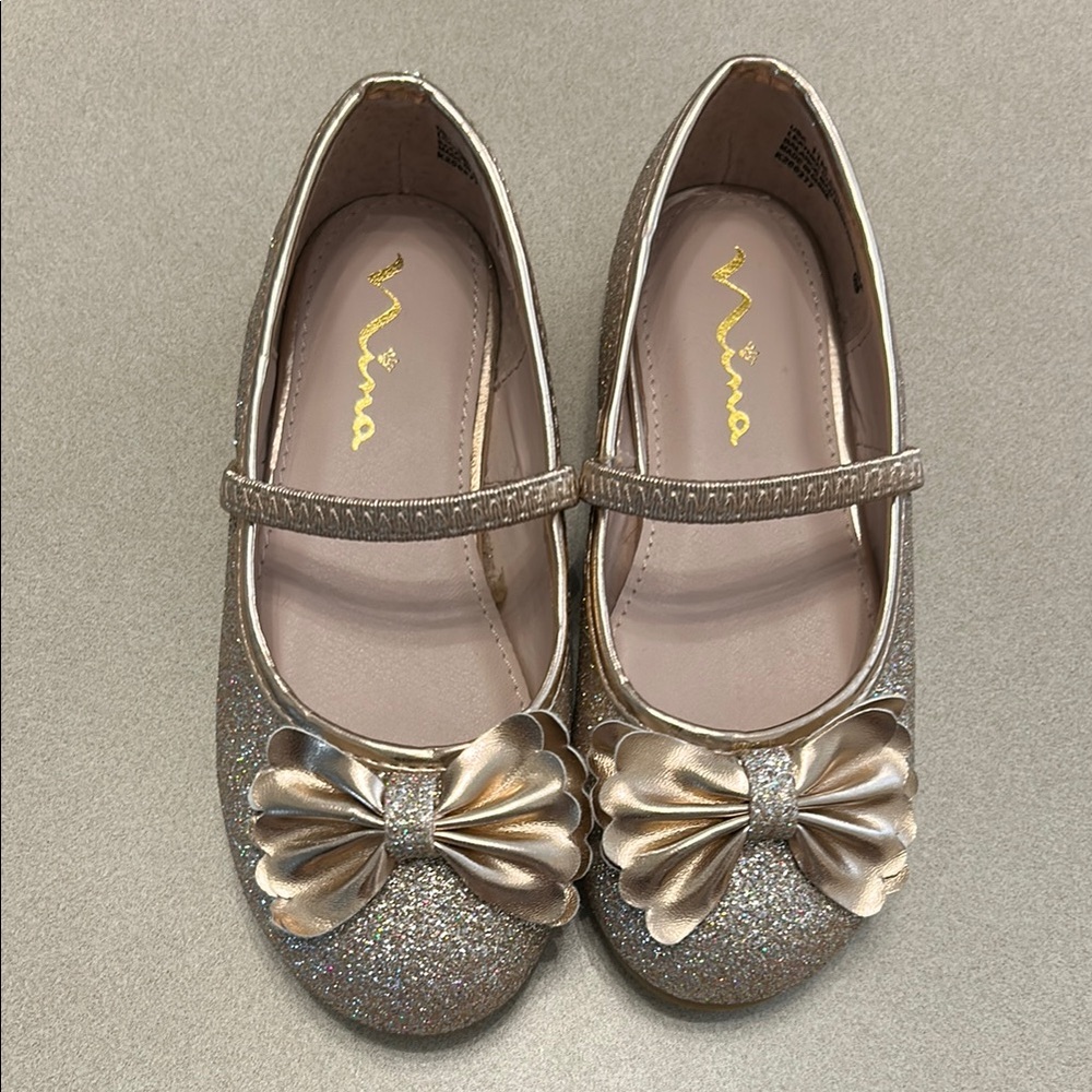 Nina Gold Dress Shoes with Glitter Finish